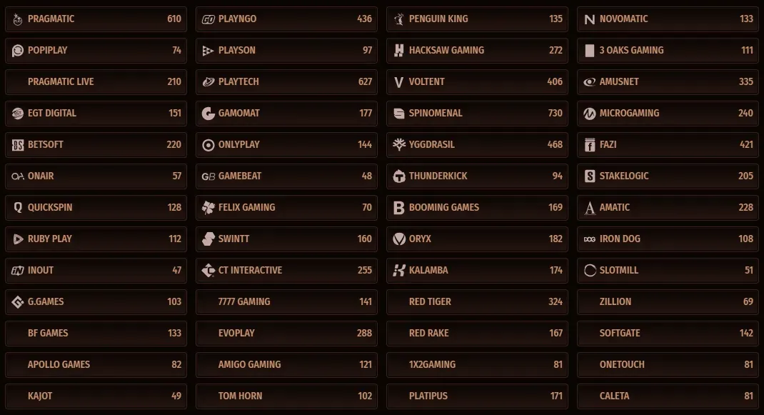 West Ace Casino providers